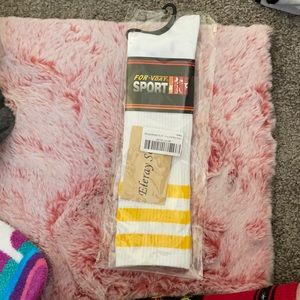 Three stripe yellow knee high sock